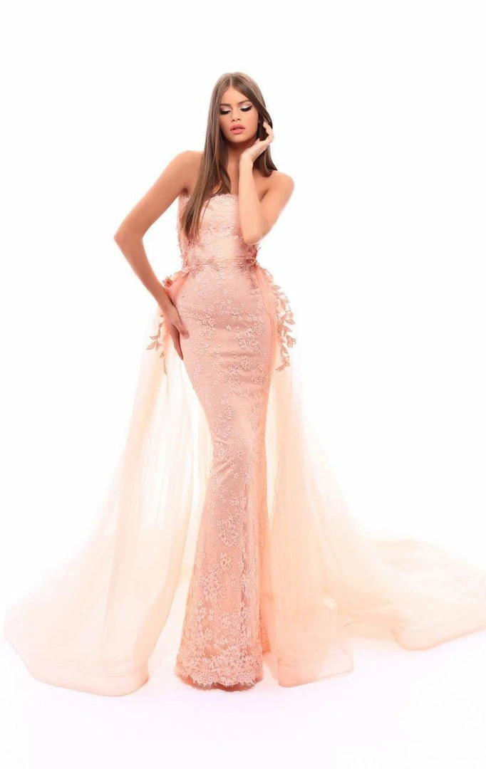 Formal Gowns Tarik Ediz - 50257 Floral Embroidered Strapless Tulle Overskirt Gown 3 Formal Gowns Tarik Ediz - 50257 Floral Embroidered Strapless Tulle Overskirt Gown