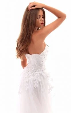 Formal Gowns Tarik Ediz - 50257 Floral Embroidered Strapless Tulle Overskirt Gown 16 Formal Gowns Tarik Ediz - 50257 Floral Embroidered Strapless Tulle Overskirt Gown