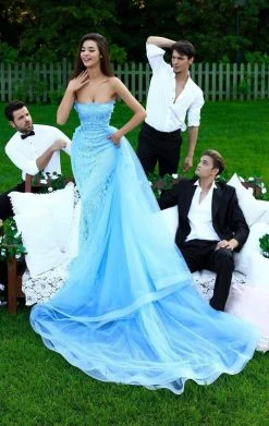 Formal Gowns Tarik Ediz - 50257 Floral Embroidered Strapless Tulle Overskirt Gown 24 Formal Gowns Tarik Ediz - 50257 Floral Embroidered Strapless Tulle Overskirt Gown