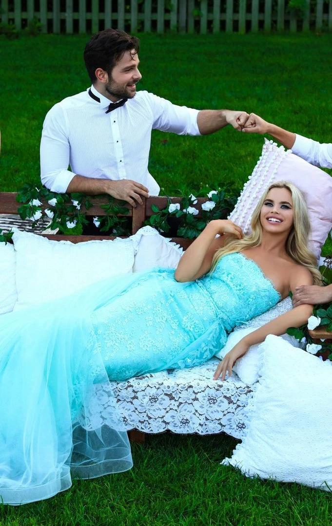 Formal Gowns Tarik Ediz - 50257 Floral Embroidered Strapless Tulle Overskirt Gown 13 Formal Gowns Tarik Ediz - 50257 Floral Embroidered Strapless Tulle Overskirt Gown