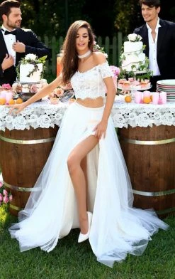 Tarik Ediz - 50311 Two Piece Off Shoulder Evening Gown