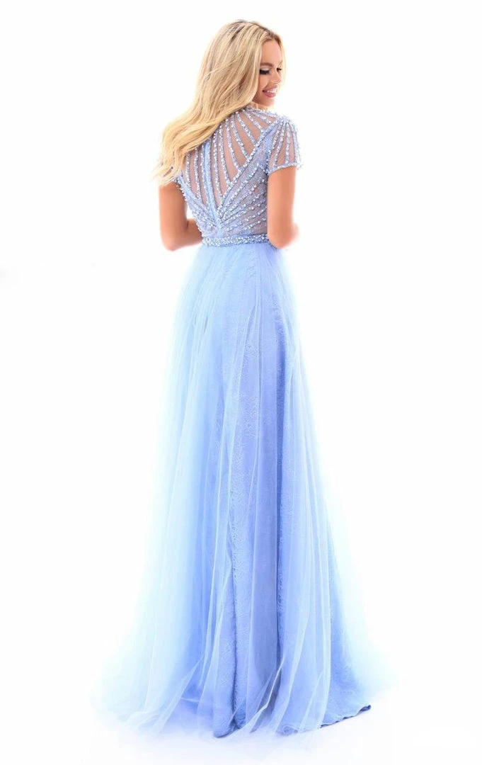 Tarik Ediz - 50317 Beaded Lace Sheer Slit Evening Gown Formal Gowns 4 Tarik Ediz - 50317 Beaded Lace Sheer Slit Evening Gown Formal Gowns