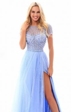 Tarik Ediz - 50317 Beaded Lace Sheer Slit Evening Gown Formal Gowns 13 Tarik Ediz - 50317 Beaded Lace Sheer Slit Evening Gown Formal Gowns