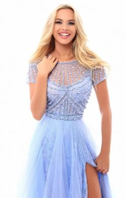 Tarik Ediz - 50317 Beaded Lace Sheer Slit Evening Gown Formal Gowns 14 Tarik Ediz - 50317 Beaded Lace Sheer Slit Evening Gown Formal Gowns