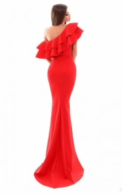 Tarik Ediz - 50318 Tiered Ruffle Asymmetrical Mermaid Gown