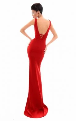 Formal Gowns Tarik Ediz - 50336 Plunging V-Neck Tri-Band Mermaid Gown