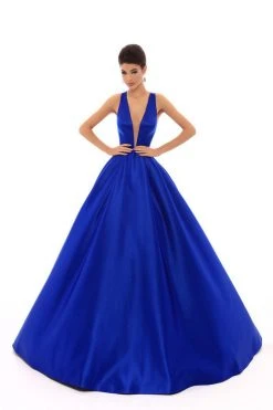 Tarik Ediz - 50401 Illusion Plunging Neck Satin Ballgown 13 Tarik Ediz - 50401 Illusion Plunging Neck Satin Ballgown