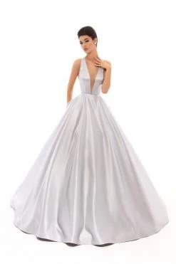 Tarik Ediz - 50401 Illusion Plunging Neck Satin Ballgown 17 Tarik Ediz - 50401 Illusion Plunging Neck Satin Ballgown