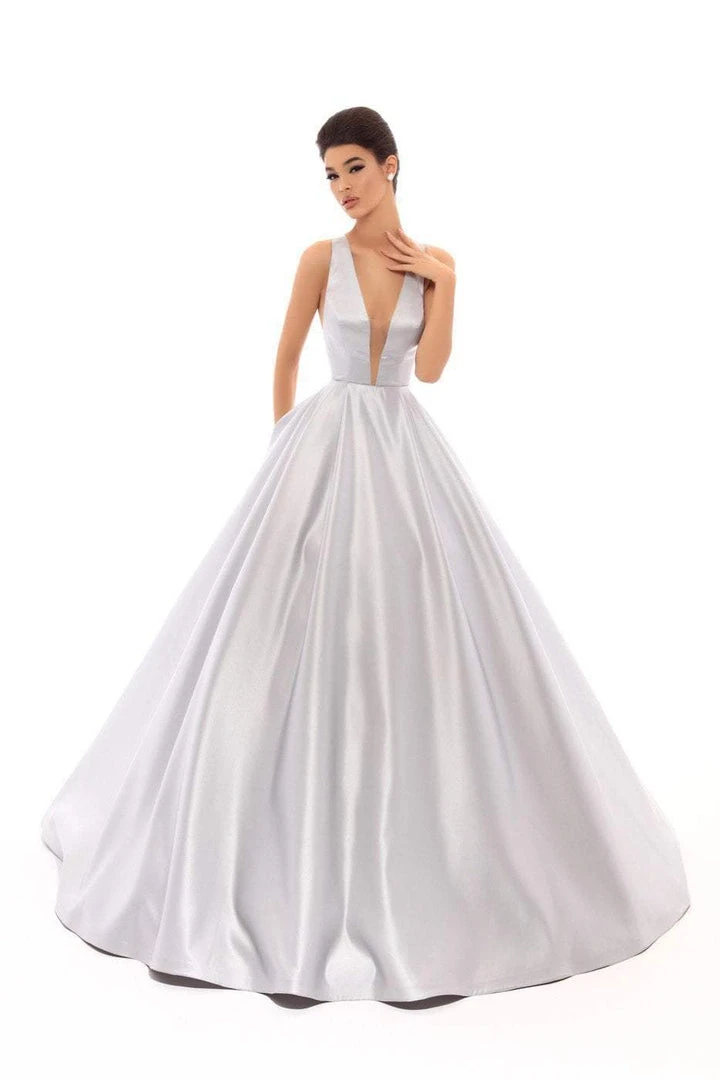 Tarik Ediz - 50401 Illusion Plunging Neck Satin Ballgown 10 Tarik Ediz - 50401 Illusion Plunging Neck Satin Ballgown