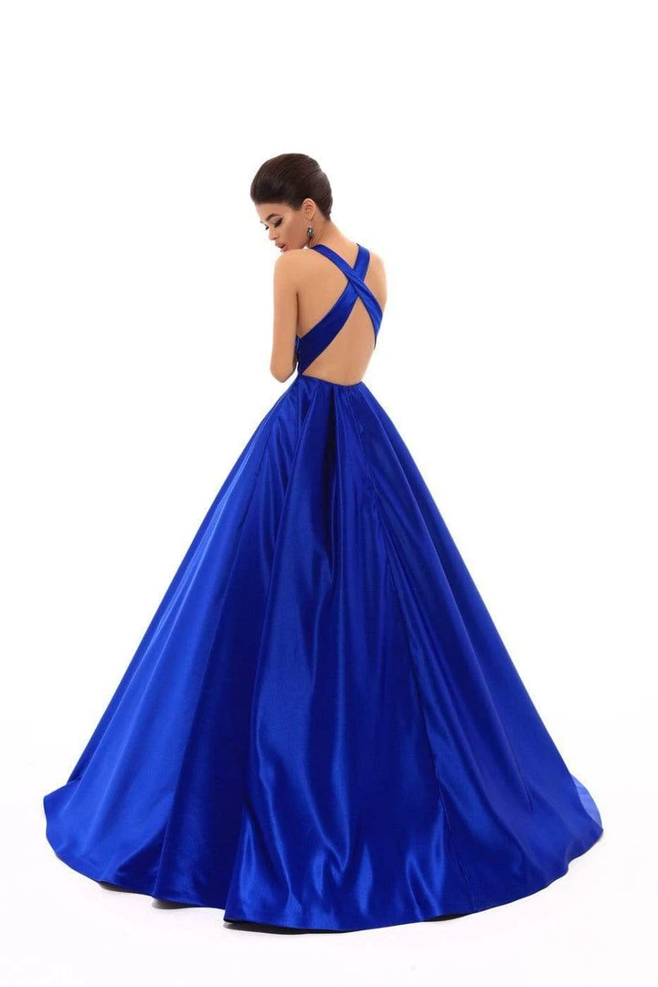 Tarik Ediz - 50401 Illusion Plunging Neck Satin Ballgown 7 Tarik Ediz - 50401 Illusion Plunging Neck Satin Ballgown
