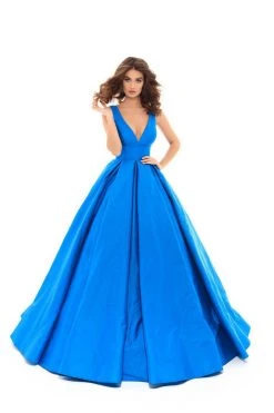 Tarik Ediz - 50402 Sleeveless V Neck Taffeta Prom Dress