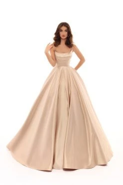 Tarik Ediz - 50403 Strappy Back Sleeveless Satin Ballgown
