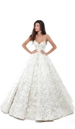 Formal Gowns Tarik Ediz - 50404 V-neck Jacquard Pleated Ballgown 10 Formal Gowns Tarik Ediz - 50404 V-neck Jacquard Pleated Ballgown