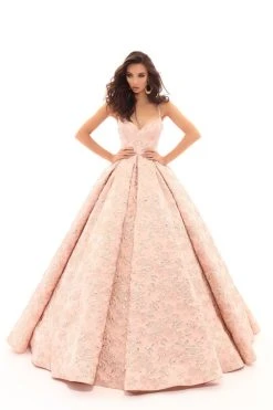 Formal Gowns Tarik Ediz - 50404 V-neck Jacquard Pleated Ballgown 12 Formal Gowns Tarik Ediz - 50404 V-neck Jacquard Pleated Ballgown