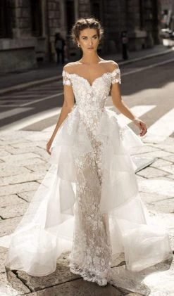 Formal Gowns Tarik Ediz - 50410 Floral Embroidered Fitted Dress With Overskirt