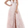 Formal Gowns Tarik Ediz - 50418 Floral Lace Deep V-neck A-line Dress