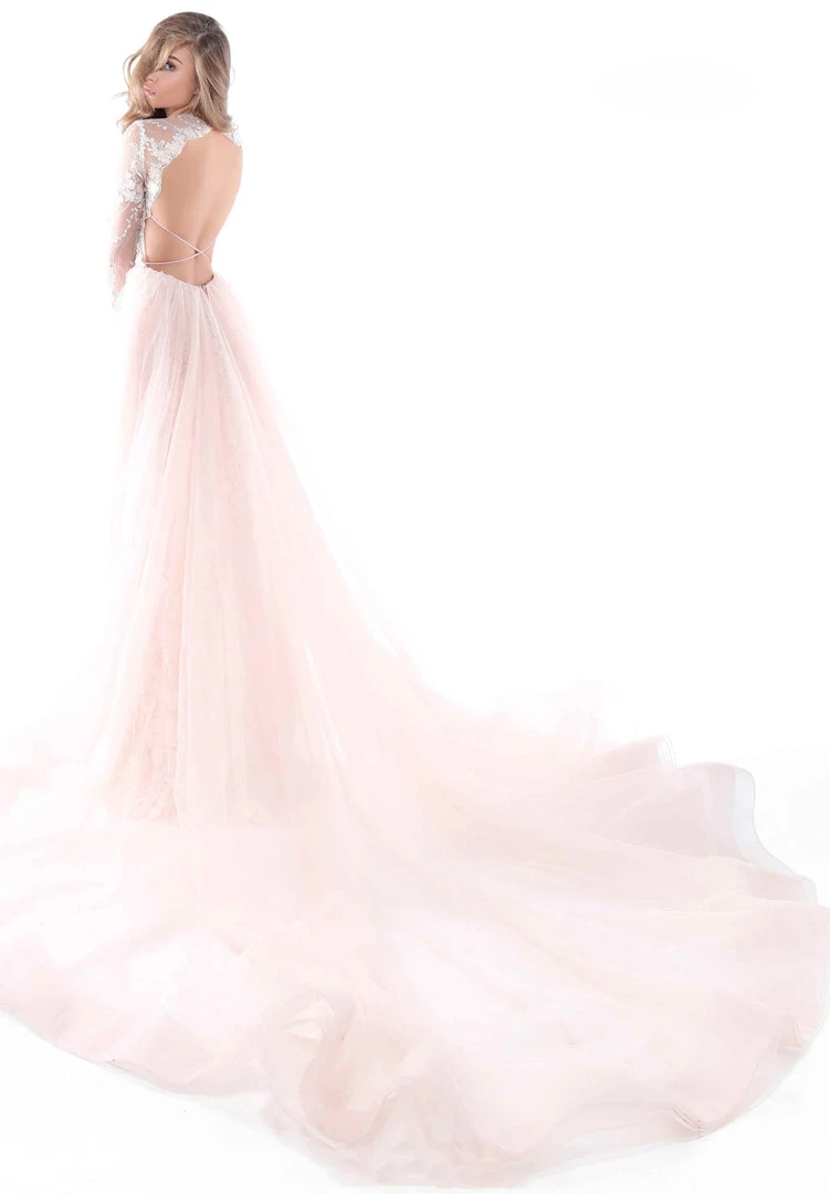 Formal Gowns Tarik Ediz - 50419 Floral Lace Sheath Dress With Sweep Train 4 Formal Gowns Tarik Ediz - 50419 Floral Lace Sheath Dress With Sweep Train