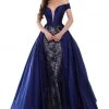 Tarik Ediz - 50426 Floral Lace Deep Off-Shoulder Gown With Overskirt Formal Gowns