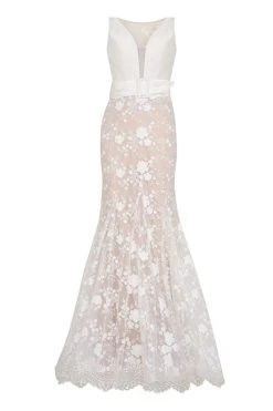 Tarik Ediz - 50427 Lace Deep V-neck Mermaid Dress Formal Gowns