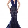 Tarik Ediz - 50427 Lace Deep V-neck Mermaid Dress Formal Gowns