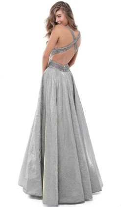 Tarik Ediz - 50436 Embellished Deep V-neck A-line Dress Formal Gowns