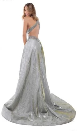 Formal Gowns Tarik Ediz - 50438 Embellished Deep Vneck Trumpet Dress With Overskirt