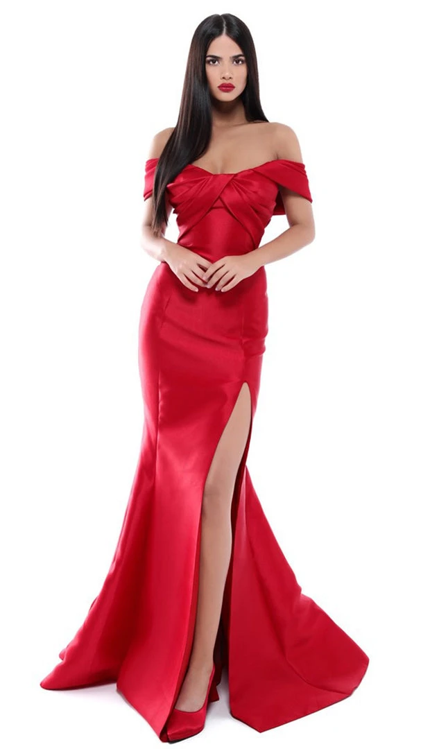 Formal Gowns Tarik Ediz - 50448 Pleated Off-Shoulder Mermaid Dress 3 Formal Gowns Tarik Ediz - 50448 Pleated Off-Shoulder Mermaid Dress