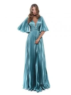 Tarik Ediz - 50450 Ruched Plunging V-Neck A-Line Gown