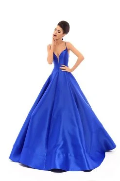 Formal Gowns Tarik Ediz - 50456 Plunging V-Neck Strappy Open Back Ballgown