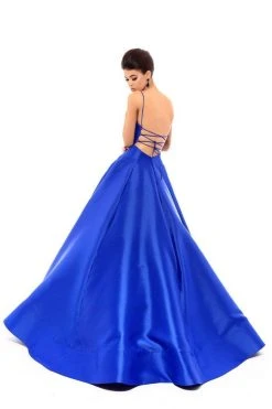 Formal Gowns Tarik Ediz - 50456 Plunging V-Neck Strappy Open Back Ballgown 10 Formal Gowns Tarik Ediz - 50456 Plunging V-Neck Strappy Open Back Ballgown