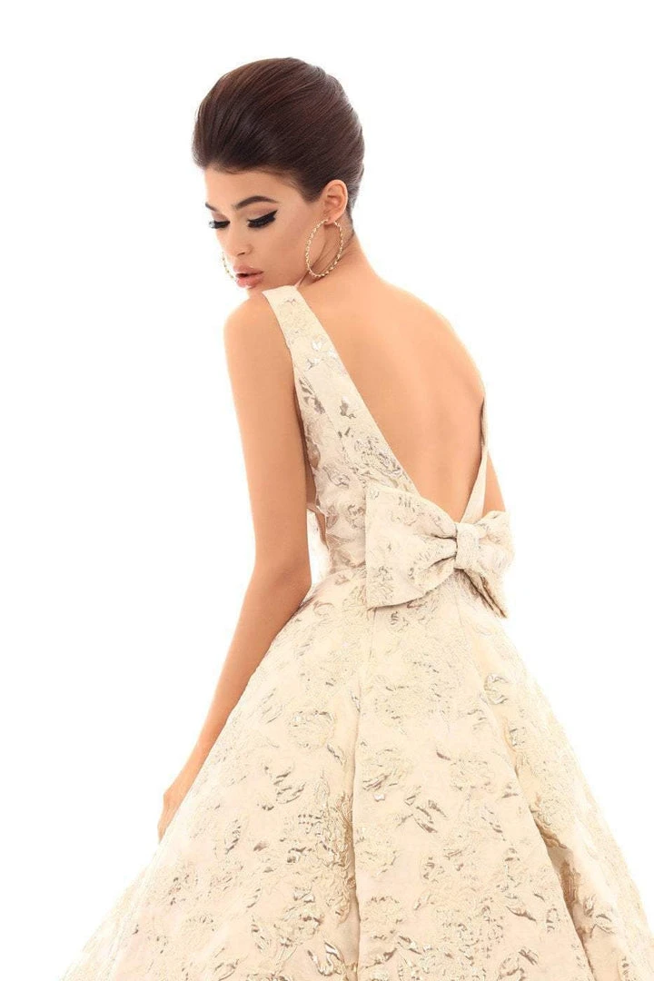 Formal Gowns Tarik Ediz - 50457 Embroidered Deep V-neck Ballgown 5 Formal Gowns Tarik Ediz - 50457 Embroidered Deep V-neck Ballgown