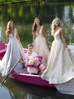 Formal Gowns Tarik Ediz - 50457 Embroidered Deep V-neck Ballgown 18 Formal Gowns Tarik Ediz - 50457 Embroidered Deep V-neck Ballgown