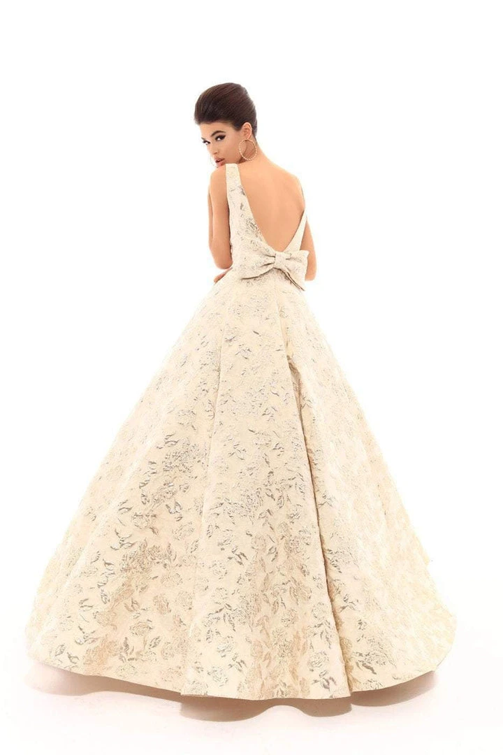 Formal Gowns Tarik Ediz - 50457 Embroidered Deep V-neck Ballgown 4 Formal Gowns Tarik Ediz - 50457 Embroidered Deep V-neck Ballgown