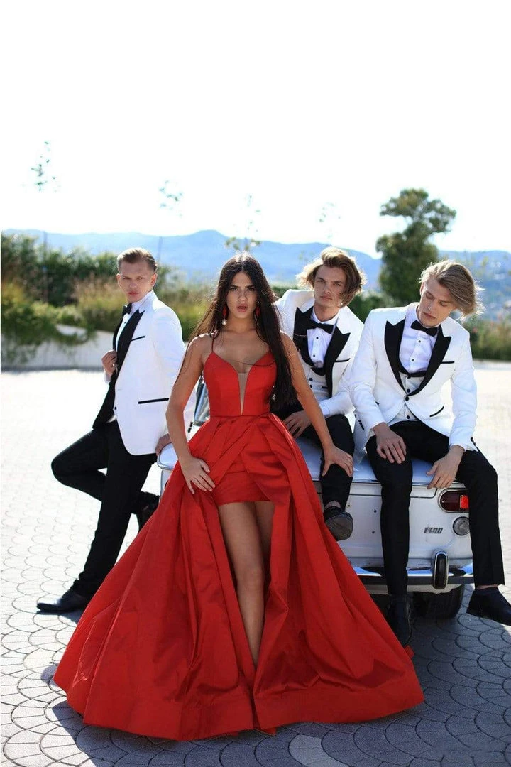 Tarik Ediz - 50464 Illusion Plunging Ballgown With Front Slit Formal Gowns 4 Tarik Ediz - 50464 Illusion Plunging Ballgown With Front Slit Formal Gowns