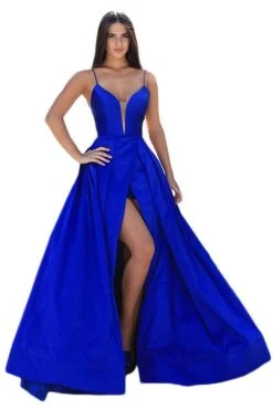Tarik Ediz - 50464 Illusion Plunging Ballgown With Front Slit Formal Gowns