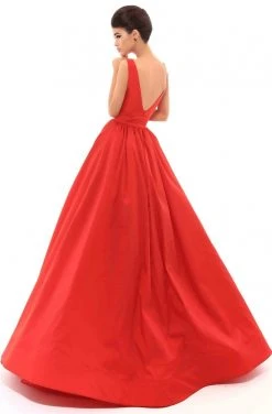 Tarik Ediz - 50468 Plunging V-Neck Gown With Detachable Overskirt Formal Gowns