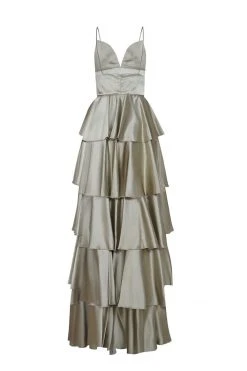 Formal Gowns Tarik Ediz - 50470 Plunging V-Neck Tiered A-Line Evening Gown 13 Formal Gowns Tarik Ediz - 50470 Plunging V-Neck Tiered A-Line Evening Gown