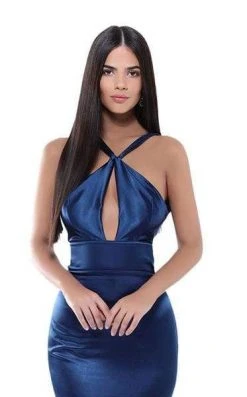 Tarik Ediz - 50471 Knotted Halter Neckline Gown Formal Gowns