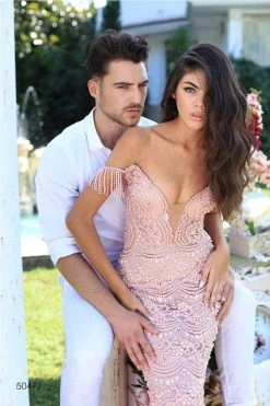 Tarik Ediz - 50477 Off-The-Shoulder Lace Prom Dress Formal Gowns