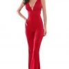 Tarik Ediz - 50482 Plunging V-Neck Open Back Jumpsuit