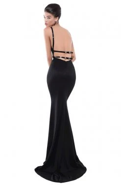 Tarik Ediz - 50483 Plunging Belt-Detailed Backless Gown 9 Tarik Ediz - 50483 Plunging Belt-Detailed Backless Gown