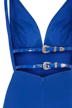 Tarik Ediz - 50483 Plunging Belt-Detailed Backless Gown 13 Tarik Ediz - 50483 Plunging Belt-Detailed Backless Gown