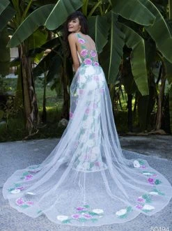 Tarik Ediz - 50494 Floral Patterned Mermaid Dress With Train Formal Gowns 11 Tarik Ediz - 50494 Floral Patterned Mermaid Dress With Train Formal Gowns