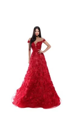 Formal Gowns Tarik Ediz - 50500 Floral Lace Appliqued A-Line Prom Gown 13 Formal Gowns Tarik Ediz - 50500 Floral Lace Appliqued A-Line Prom Gown