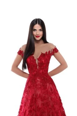 Formal Gowns Tarik Ediz - 50500 Floral Lace Appliqued A-Line Prom Gown 15 Formal Gowns Tarik Ediz - 50500 Floral Lace Appliqued A-Line Prom Gown
