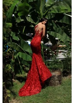 Formal Gowns Tarik Ediz - 50501 Strapless Illusion Floral Lace Mermaid Prom Gown