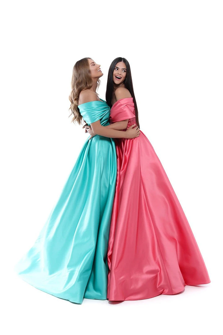 Tarik Ediz - 50508 Off Shoulder Corset Bodice Satin A-Line Gown Formal Gowns 5 Tarik Ediz - 50508 Off Shoulder Corset Bodice Satin A-Line Gown Formal Gowns