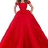 Tarik Ediz - 50509 Off Shoulder Corset Bodice Solid Taffeta Ballgown Formal Gowns
