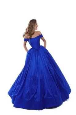 Tarik Ediz - 50509 Off Shoulder Corset Bodice Solid Taffeta Ballgown Formal Gowns