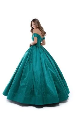 Tarik Ediz - 50509 Off Shoulder Corset Bodice Solid Taffeta Ballgown Formal Gowns